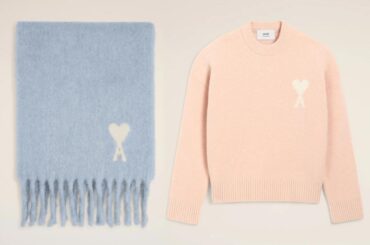 アミ パリス“パステルブルー＆ピンク”のハートロゴ入りマフラー、ふんわりアルパカニットも [ページ1 / 全1ページ]