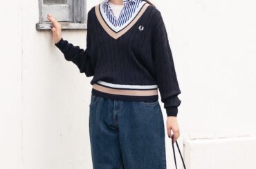 トラッドの定番「チルデンニット」でつくる、学生気分のデニムスタイルがお洒落！【FUDGE 11月号連動企画 -デニムに恋したセーター| DAY 6】 | FUDGE FRIEND | ファッション