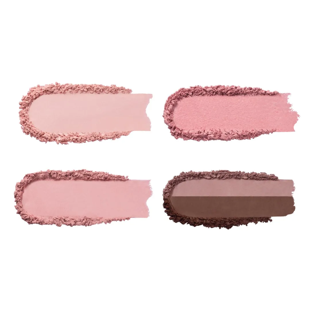 4色のパウダーの化粧品のクローズアップ画像