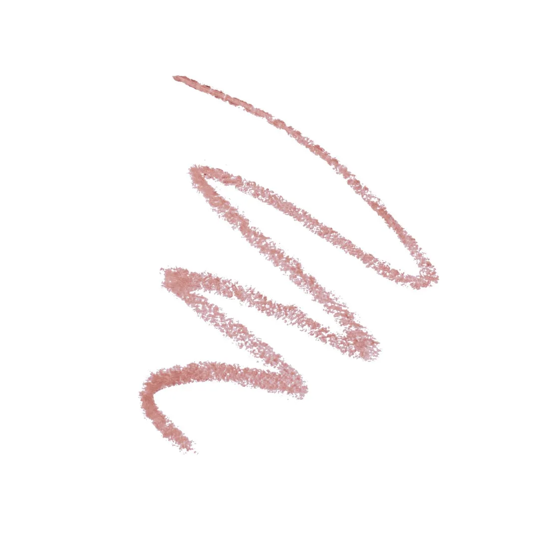 ピンク色のリップライナーのストロークが白い背景に描かれています。