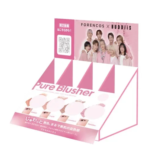 FORENCOSとBUDDiiSのコラボレーションによるPure Blusherの販促用ディスプレイ