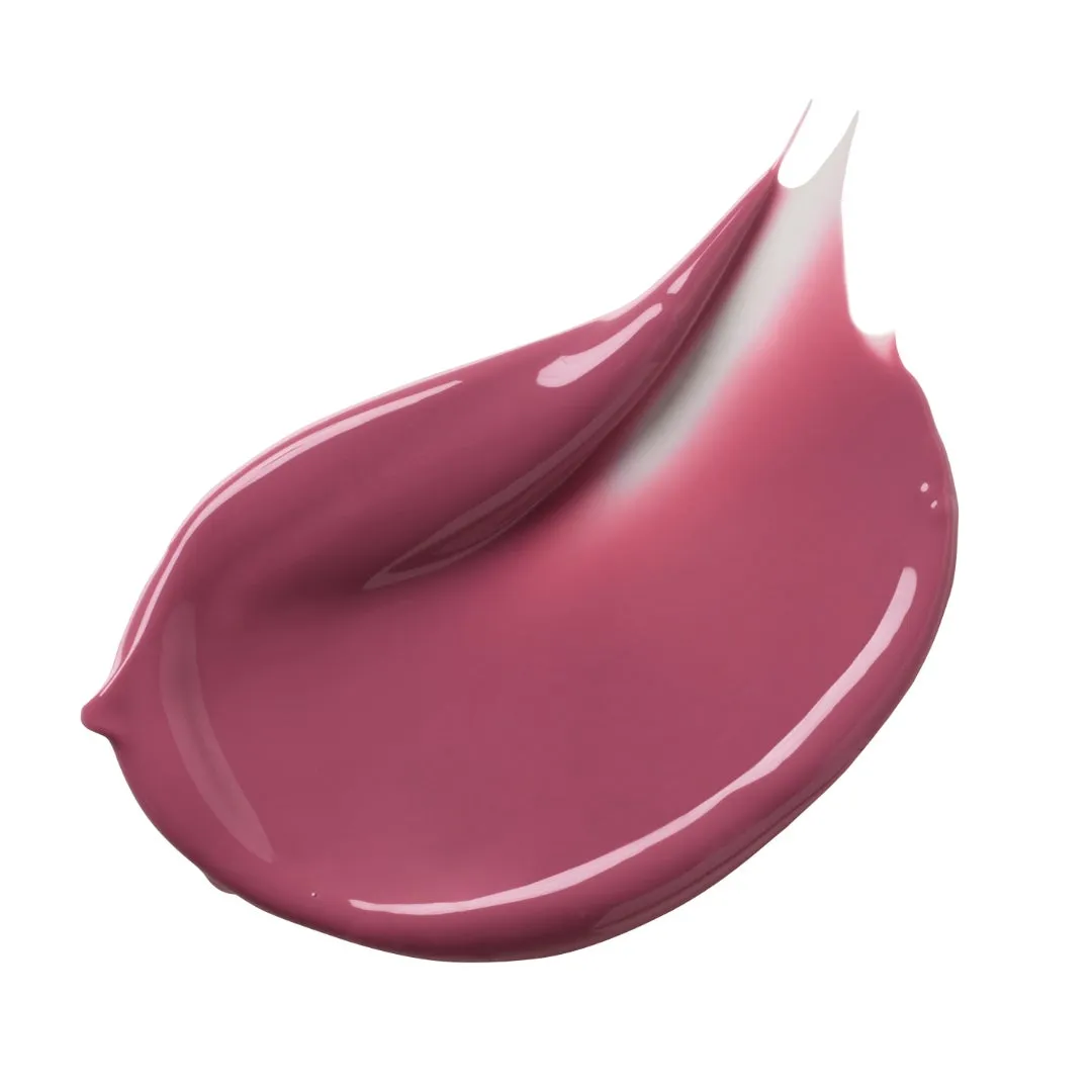 ピンク色のリップグロスまたはリップスティックの塗布サンプル。