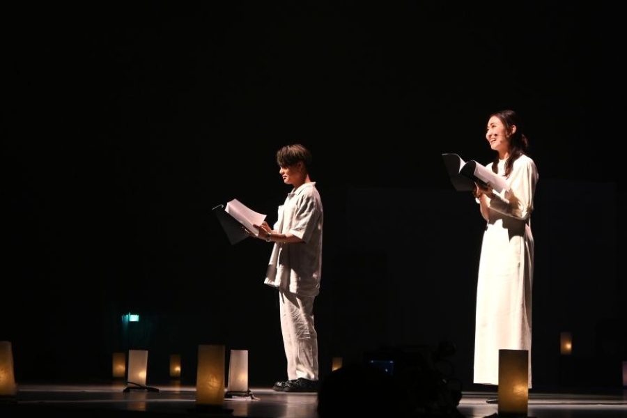 ゲストの声優・神尾晋一郎と若山詩音による熱のこもった怪談の朗読（9月9日／大阪・関西万博）