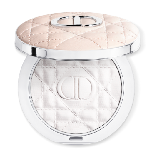 compact powder with a quilted design and metal accents