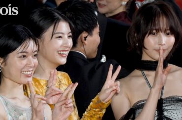 【東京国際映画祭】南沙良&出口夏希&吉田美月喜、笑顔のレカペ　美背中全開ドレス姿