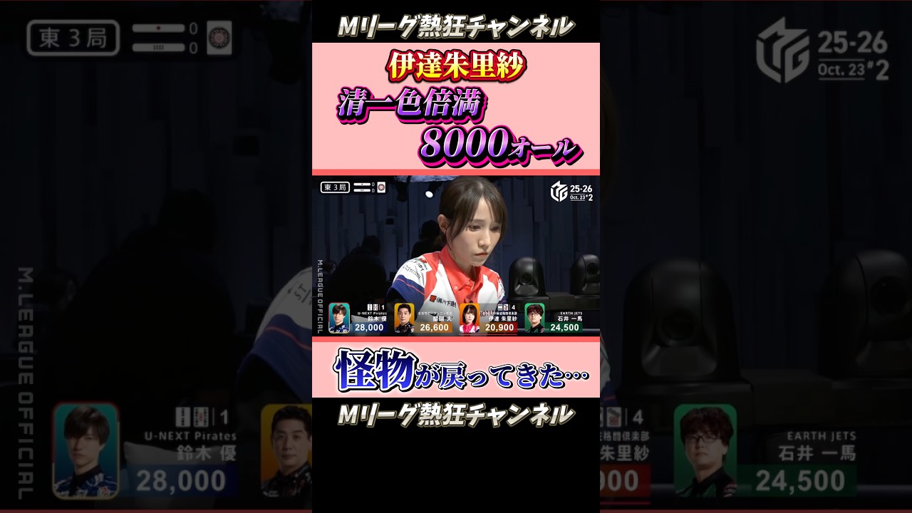 【Mリーグ】伊達朱里紗、清一色で強烈すぎる親倍満!!! #Mリーグ #mリーグ #切り抜き #麻雀 #ABEMA #abema #Mリーガー #マージャン #shorts 【Mリーグ】伊達朱里紗、清一色で強烈すぎる親倍満!!! #Mリーグ #mリーグ #切り抜き #麻雀 #ABEMA #abema #Mリーガー #マージャン #shorts
