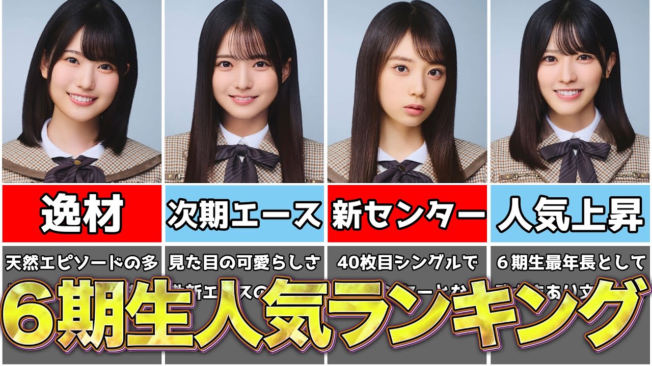 【11月最新】乃木坂6期生人気ランキング!! 【11月最新】乃木坂6期生人気ランキング!!