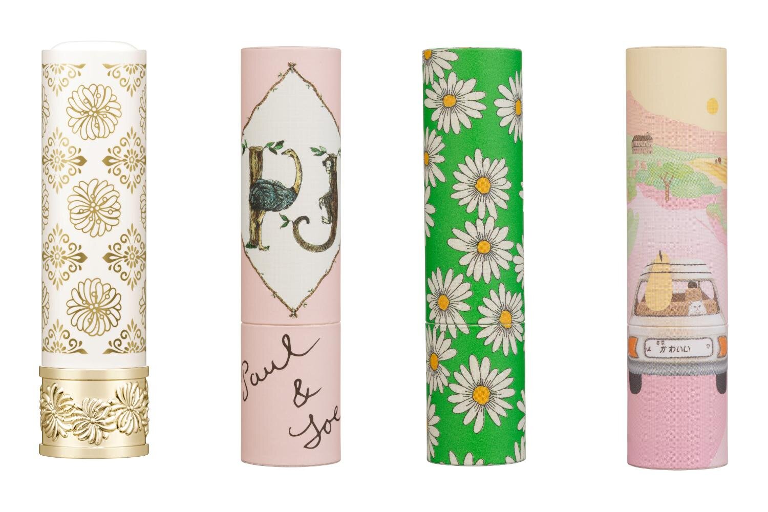 (左から)ポール ＆ ジョー リップスティック ケース 02 2,200円＜新製品＞※レフィル別売り ポール ＆ ジョー リップスティック ケース CS 090,091,092 各1,100円＜限定品＞※レフィル別売り