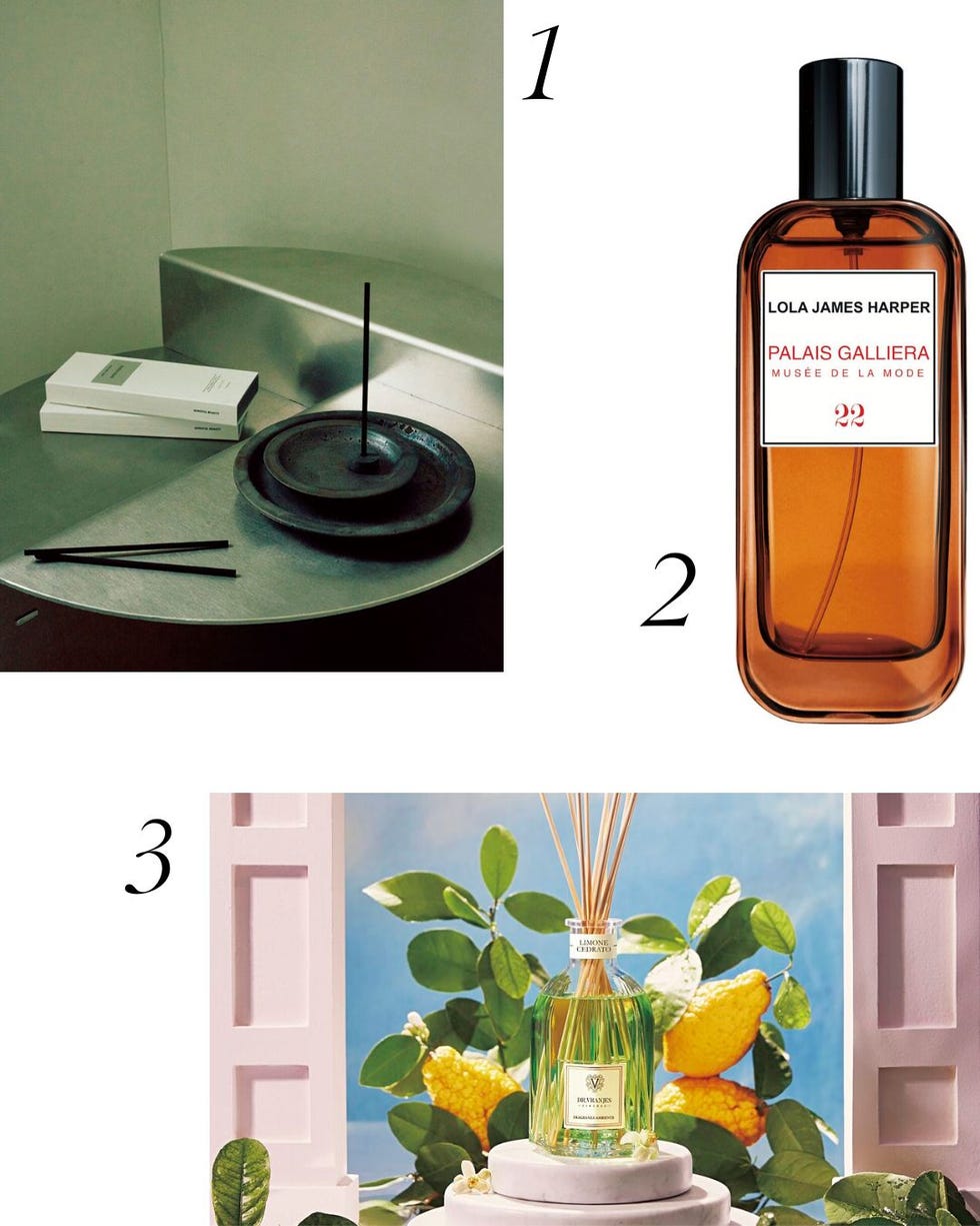 a collection of home fragrance products and incense