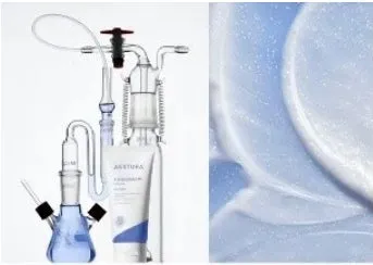 ガラス器具とクリームのクローズアップ