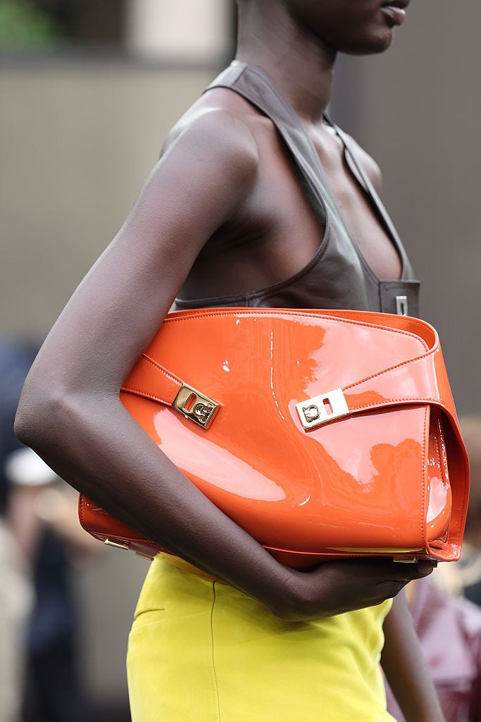 milan, italy september 27: a model walks the runway at the ferragamo fashion show during the milan womenswear spring/summer 2026 on september 27, 2025 in milan, italy. (photo by daniele venturelli/wireimage)