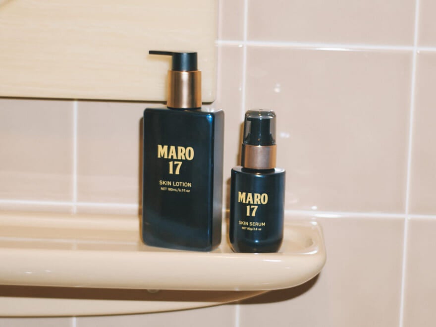 2025年秋に発売された「MARO17」のスキンローション（メンズ用化粧水）とスキンセラム（メンズ用美容液）