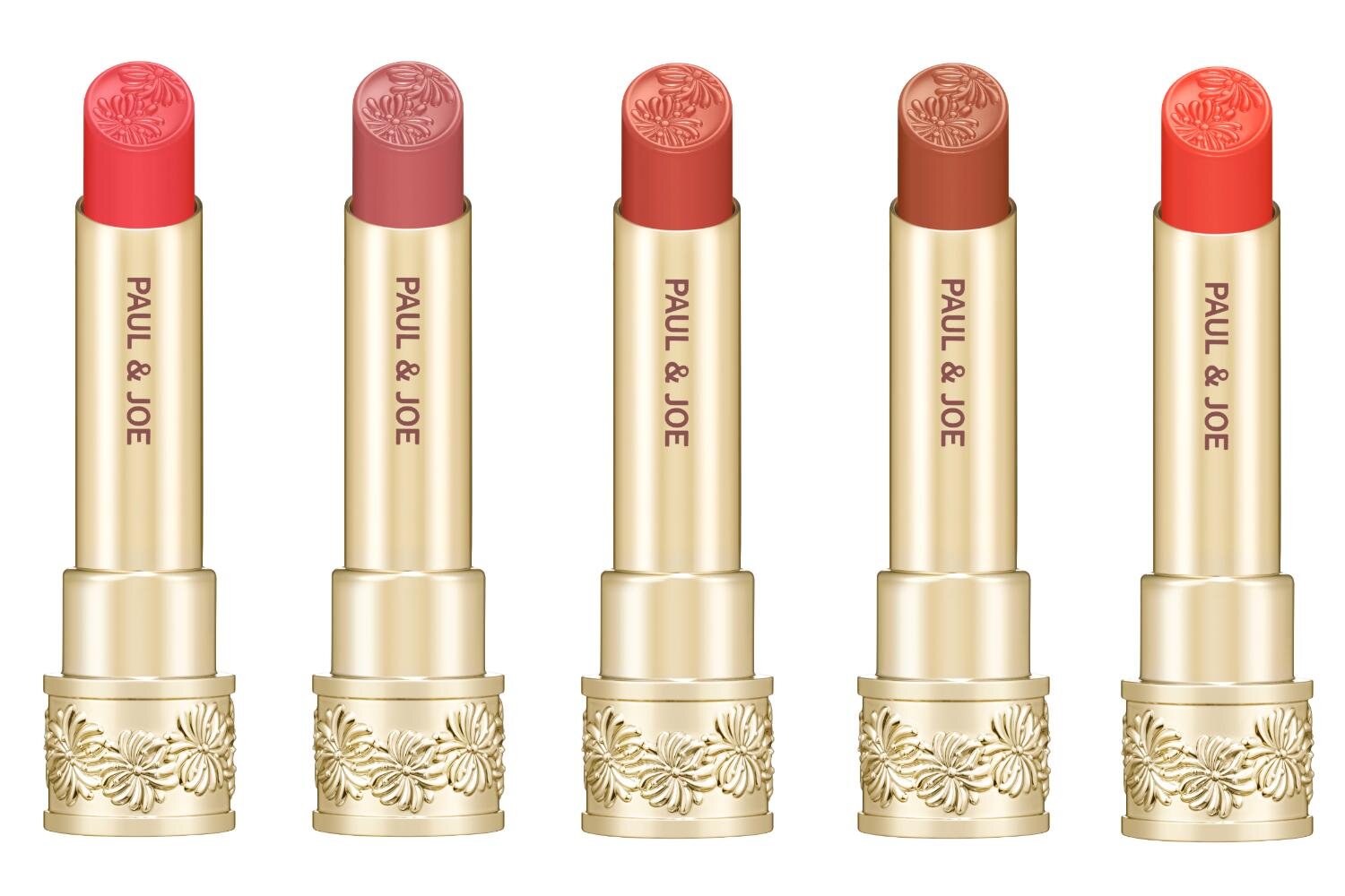 (左から)ポール ＆ ジョー リップスティック シアー 06,07,08,09,10(同 ケース 02) セット価格 4,400円＜新製品＞