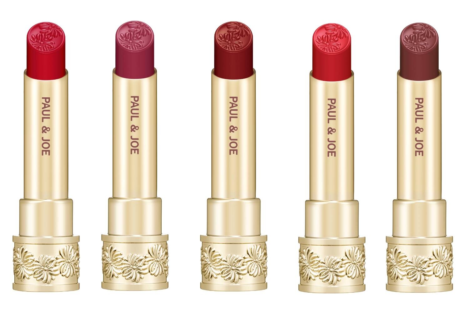 (左から)ポール ＆ ジョー リップスティック シアー 01,02,03,04,05(同 ケース 02) セット価格 4,400円＜新製品＞