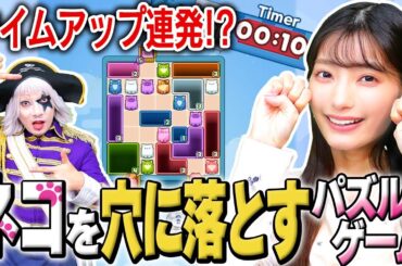 【パズルゲーム】猫を穴に落とす可愛いゲームのはずがタイムアップ連発の難易度だった！