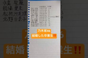 乃木坂46結婚した卒業生‼️【西野七瀬・高山一実・松村沙友理・北野日奈子】