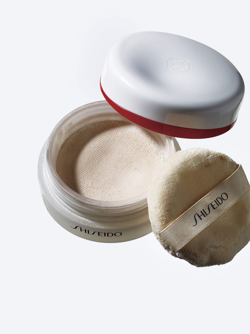 cosmetic container with loose powder and puff