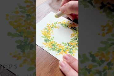 かんたんミモザの春リース#art #oilpastel #オイルパステル#塗り絵 #イラストメイキング