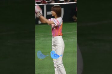 関有美子ちゃん始球式😘 #ピタ止めチャレンジ #ビタ止め