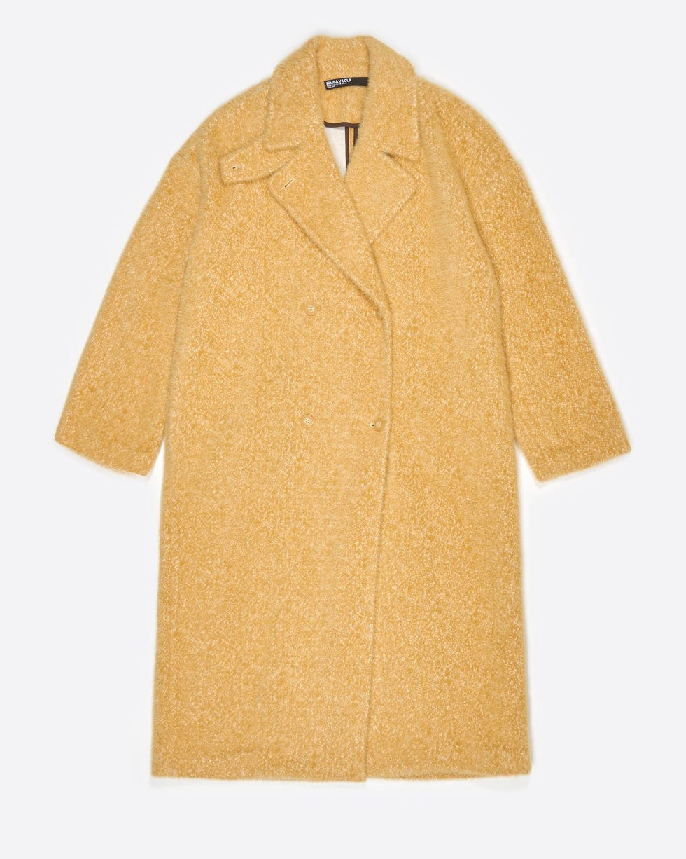 Yellow fur tailored coat
