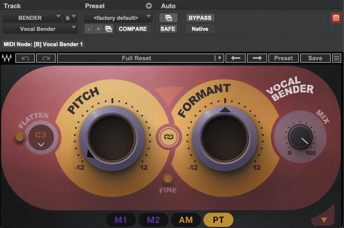 WAVES Vocal Benderは先述のメイン画面の最上段トラックに挿していたボーカルのピッチやフォルマントを調整するプラグイン。Wakisakaいわく“ボーカルに重みを足したいときに、オクターブ下の成分を作って加えられるのが楽で活用しています”とのこと