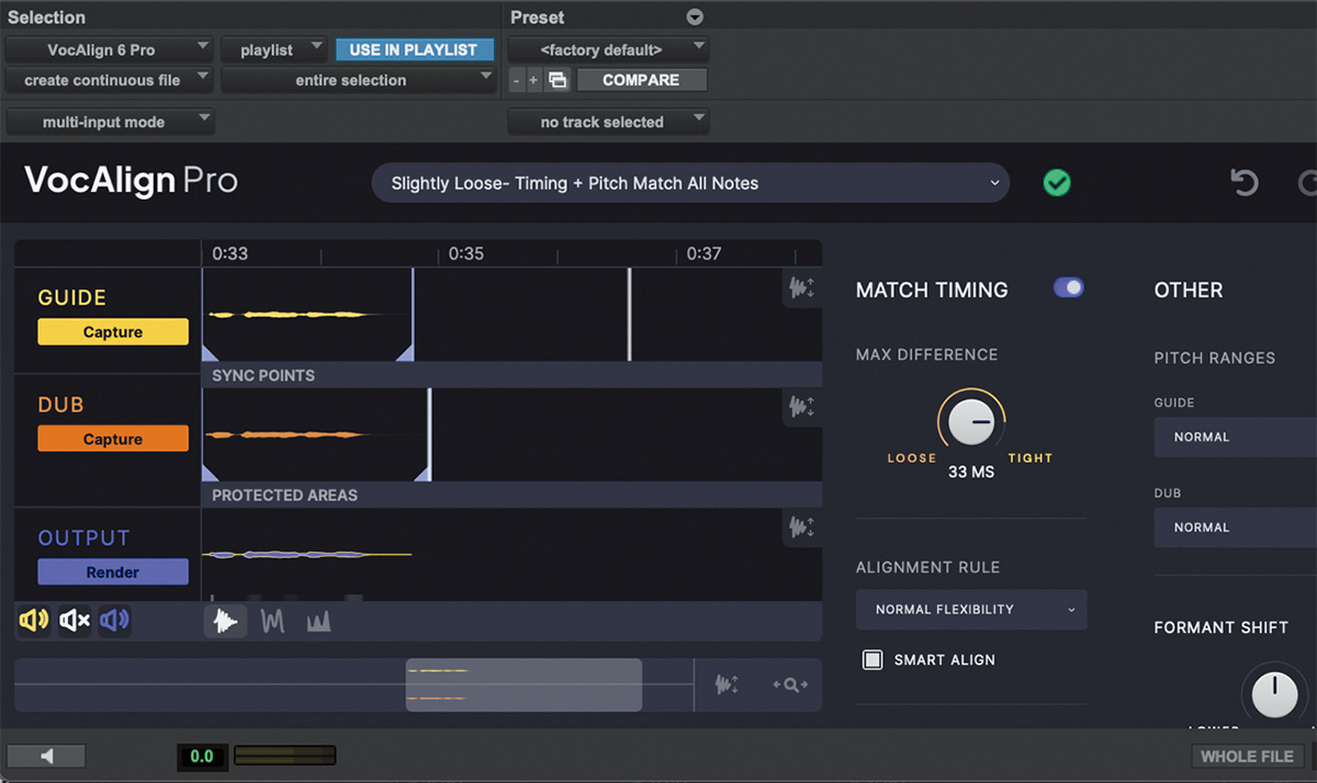 SYNCHROARTS VocalAlign Proは複数のボーカル・トラックのタイミングをそろえるプラグイン。Wakisakaはタイミングやピッチの補正に使用している