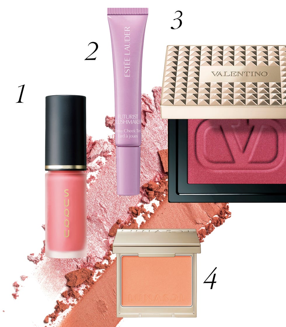 collection of four blush products with corresponding numbers