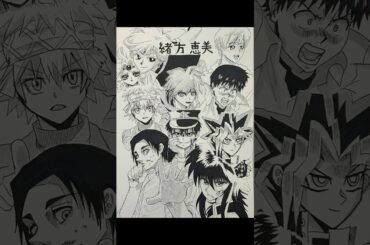 【声優イラスト】CV 緒方恵美キャラ描いてみた!! #一発描き #声優 #緒方恵美   #イラスト #shorts #drawing #drawingchallenge