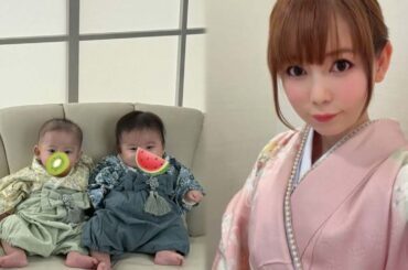 中川翔子 高級料亭で生後4ヶ月双子が巨大な魚を…弟と"そっくり”な自身の写真も披露し はかま姿も!「成長を感じます」