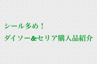 シール多め！ダイソー&セリア購入品紹介