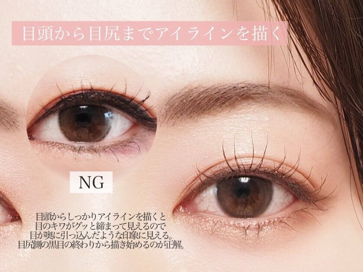 目頭から目尻までアイラインを描く