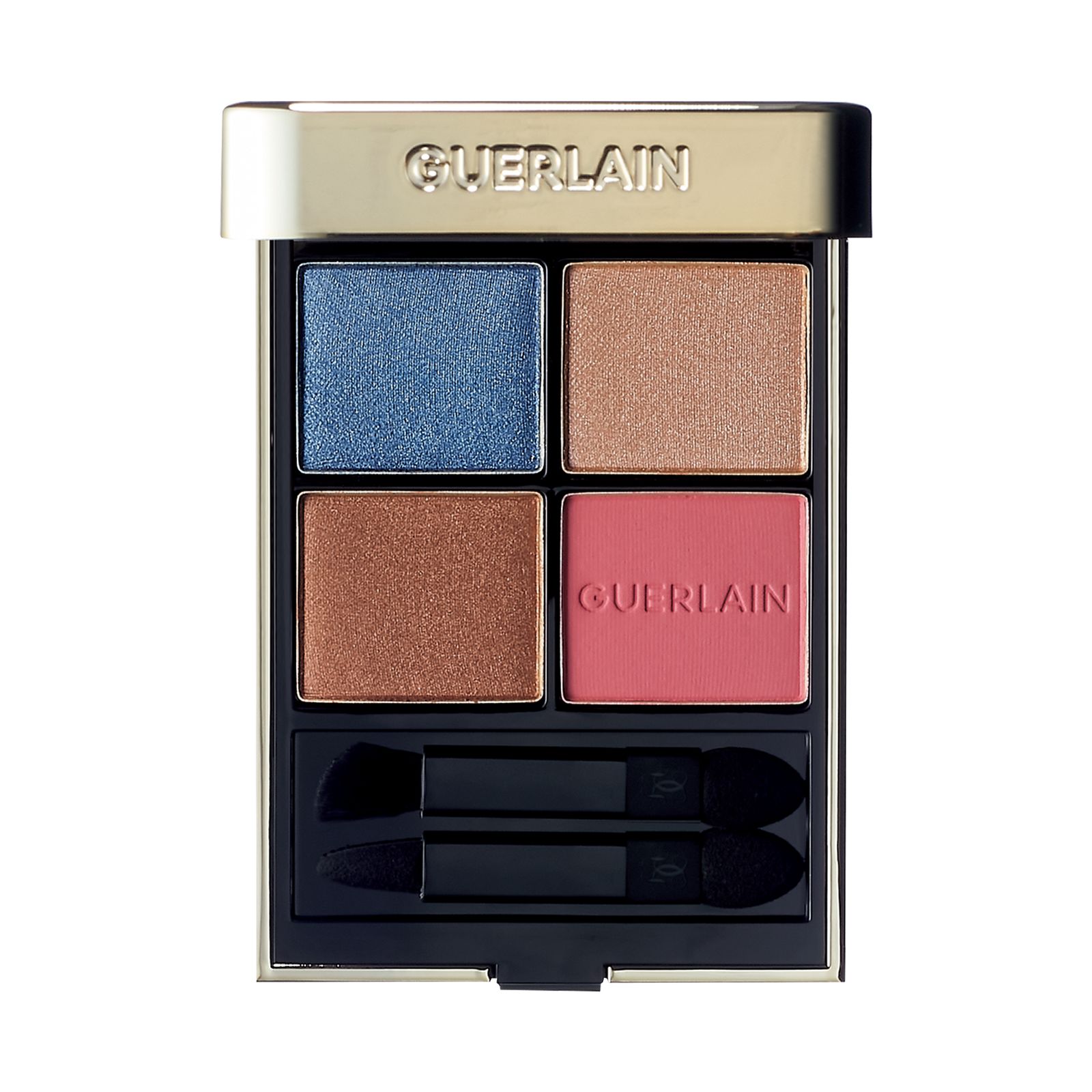 光を反射するデニムブルーをキーに、ブロンズ、ゴールド、ピンクを気分で自由に組み合わせて。オンブル ジェ 396 ¥11330(限定発売中)/GUERLAIN(ゲラン)