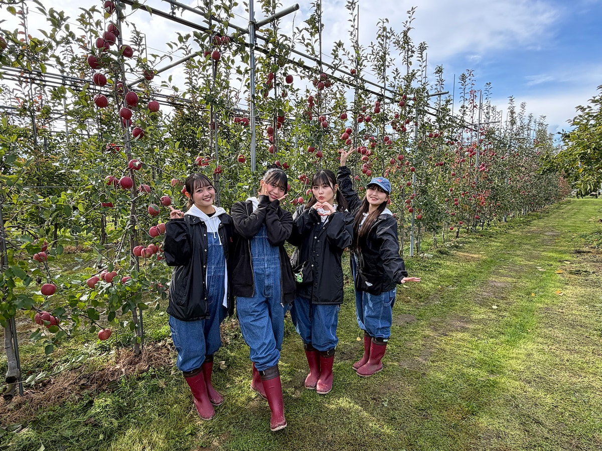 りんご娘スマイルファームで作業する現体制のりんご娘。