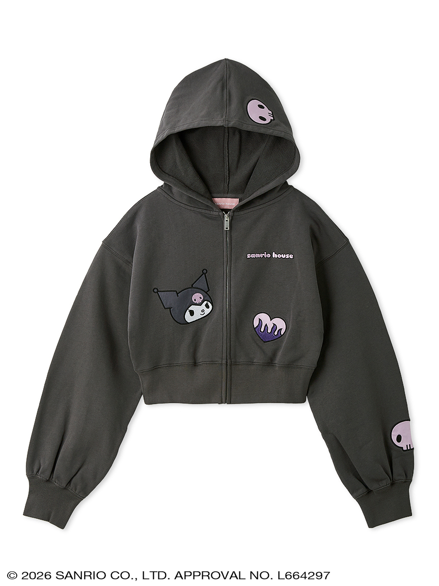 クロップドアップリケフーディー