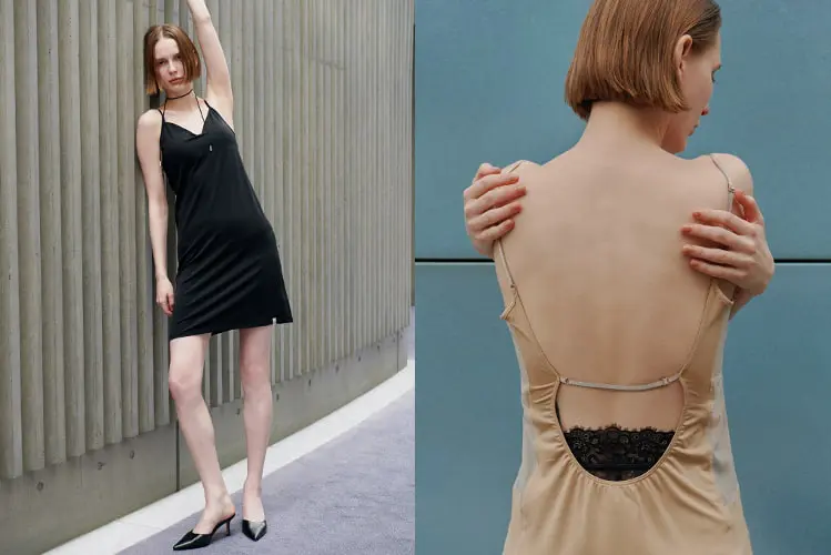 Mizuno×Ameri SHEER DOCKING CAMISOLE DRESS着用画像