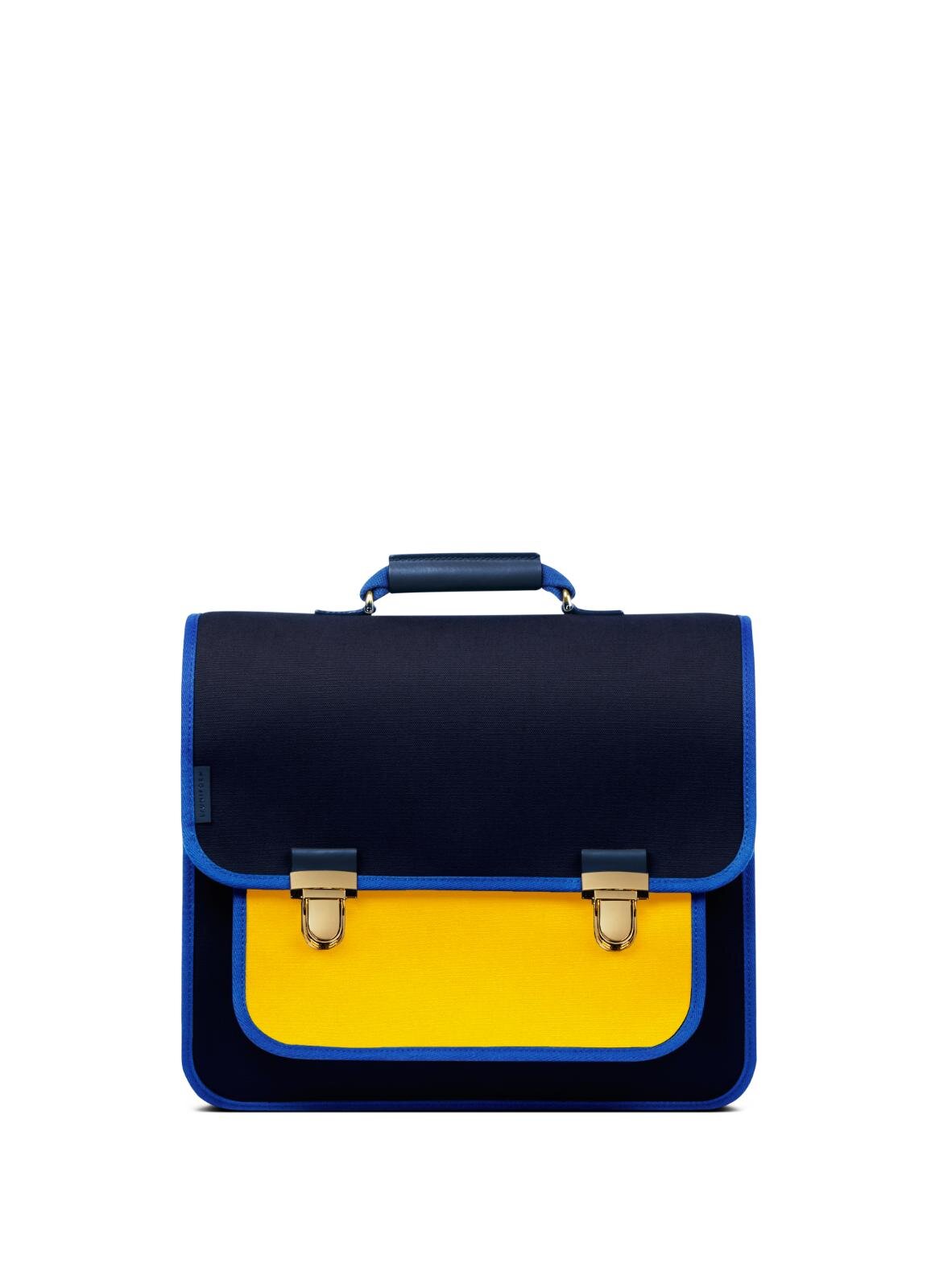 「ラージスクールバッグ」ネイビー＆イエロー (スカイブルー仕上げ)106,271円