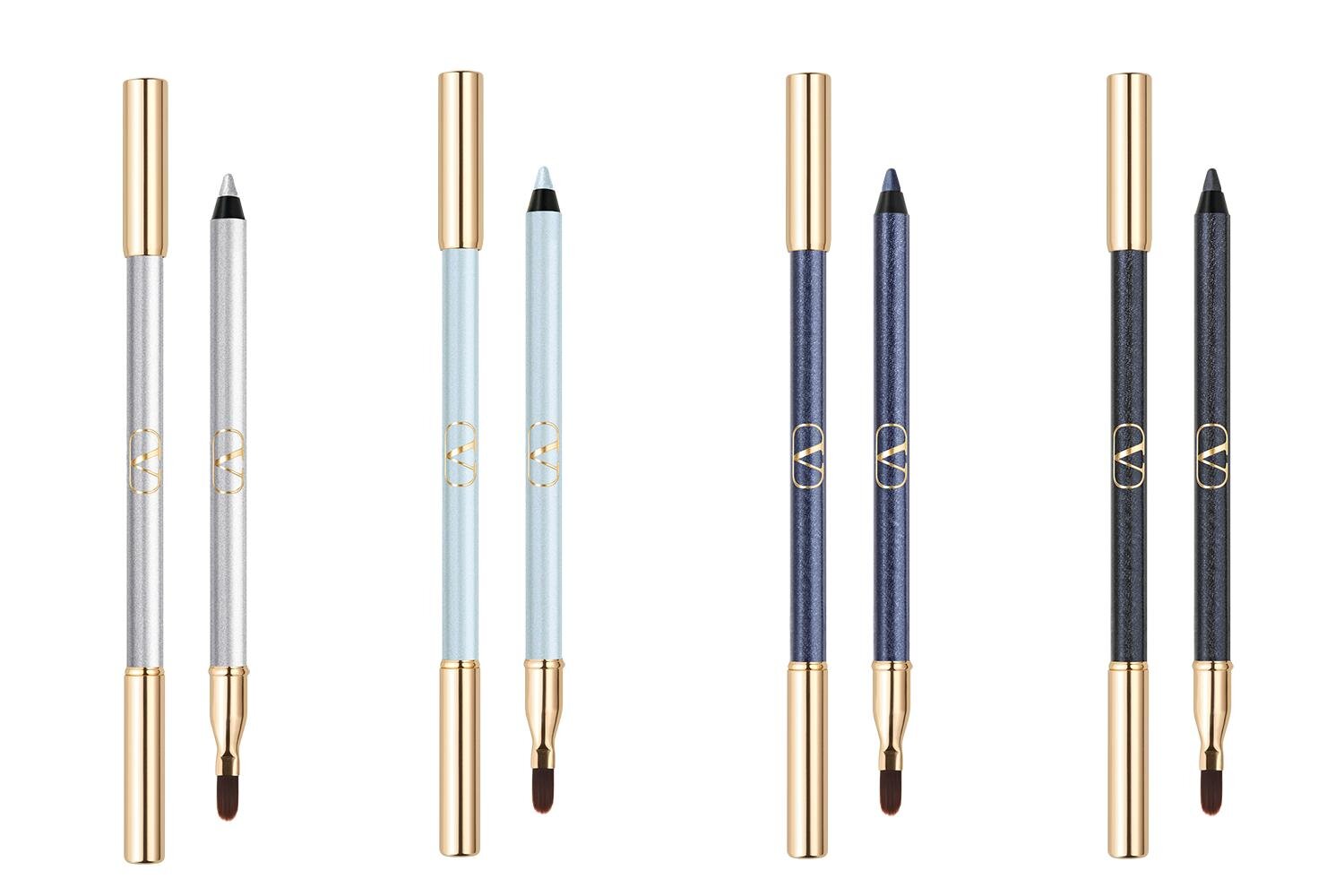 左から) 「ヴァレンティノ カラーグラフ」シルバー スパーク、ベビー ブルー、マグネット ブルー、ディープ ブルー 各6,930円＜新色＞