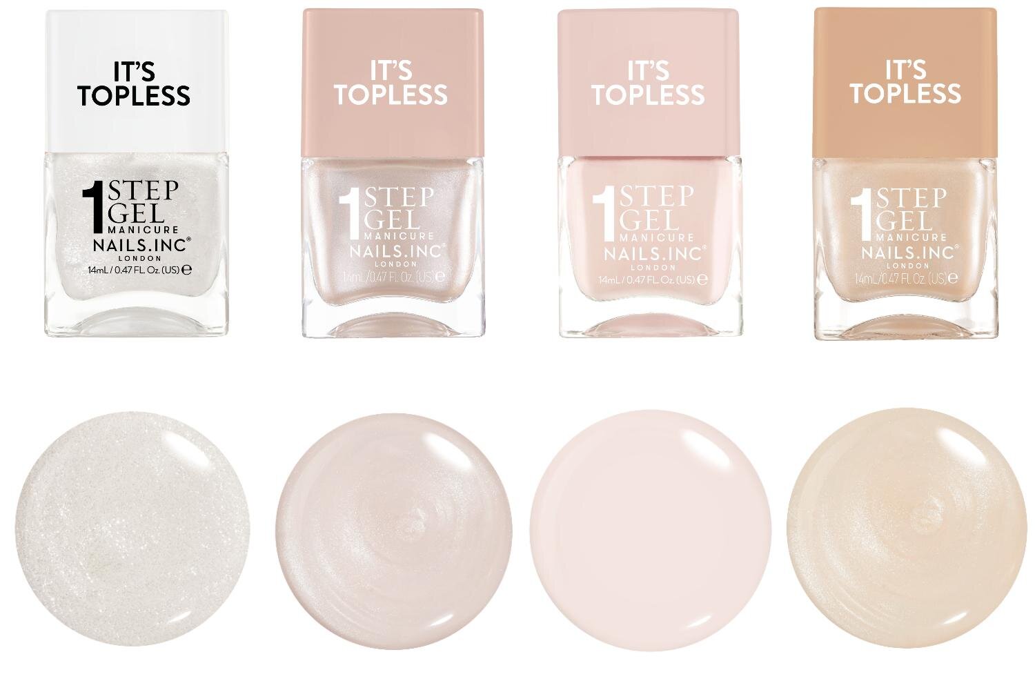 左から)「ネイルズ インク ワン ステップ マニキュア ネイルポリッシュ」14mL シドニー、シモーヌ、レネー、デミ 各3,080円＜新製品＞