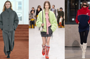 左から、「ジル サンダー」「オニツカタイガー」「MM6 メゾン マルジェラ」の2026-27年秋冬コレクション