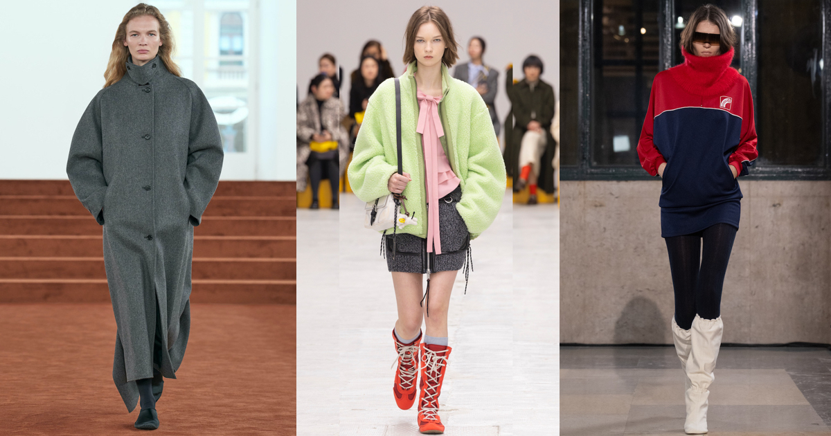 左から、「ジル サンダー」「オニツカタイガー」「MM6 メゾン マルジェラ」の2026-27年秋冬コレクション