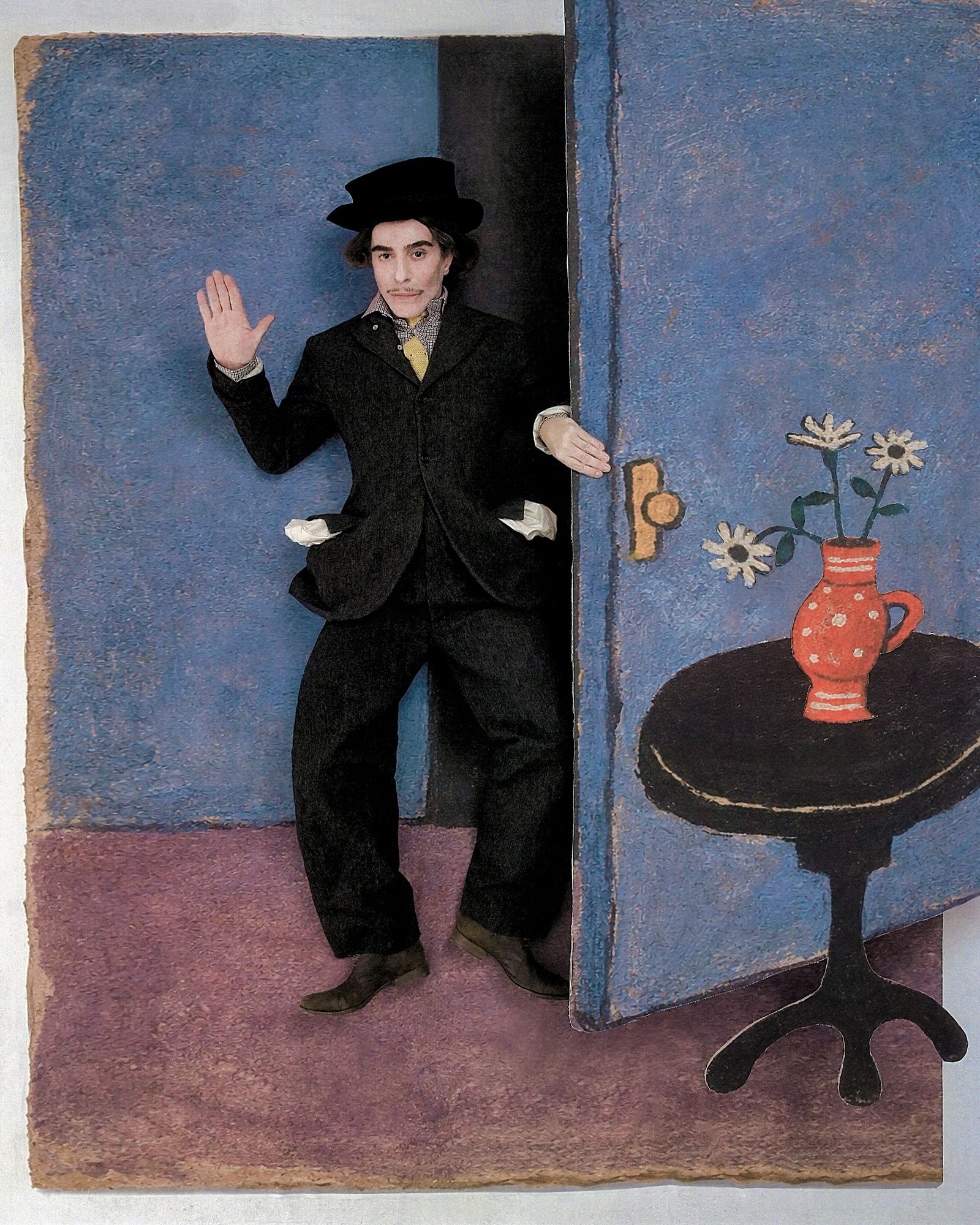 Image may contain John Galliano Art Painting Formal Wear Adult Person Face Head Photography Portrait and Clothing