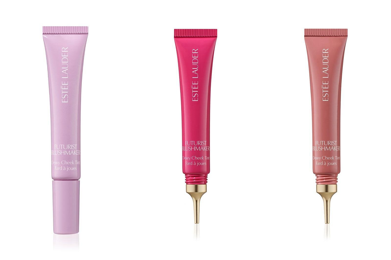 左から) 「フューチャリスト ブラッシュメーカー デューイー チーク ティント」ミート-キュート、アクロス ザ ダンスフロア、ストーレン グランス 各10mL 各6,380円