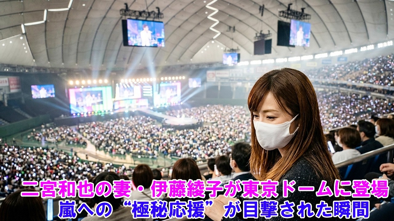 【衝撃】二宮和也の妻・伊藤綾子が東京ドームに登場!嵐への“極秘応援”が目撃された瞬間 【衝撃】二宮和也の妻・伊藤綾子が東京ドームに登場!嵐への“極秘応援”が目撃された瞬間