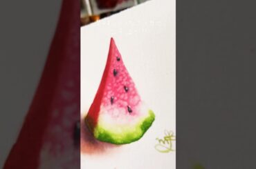 スイカの季節〜🍉#水彩イラスト #水彩絵の具 #painting #描く #描き方 #イラスト#水彩画