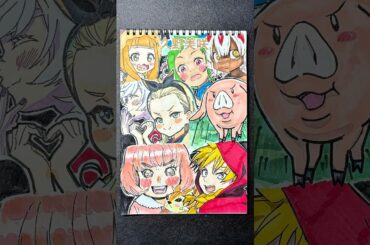 CV:久野美咲の演じたキャラ8選を本気で描いてみた✨✨#drawing #drawingchallenge #一発描き #声優 #久野美咲