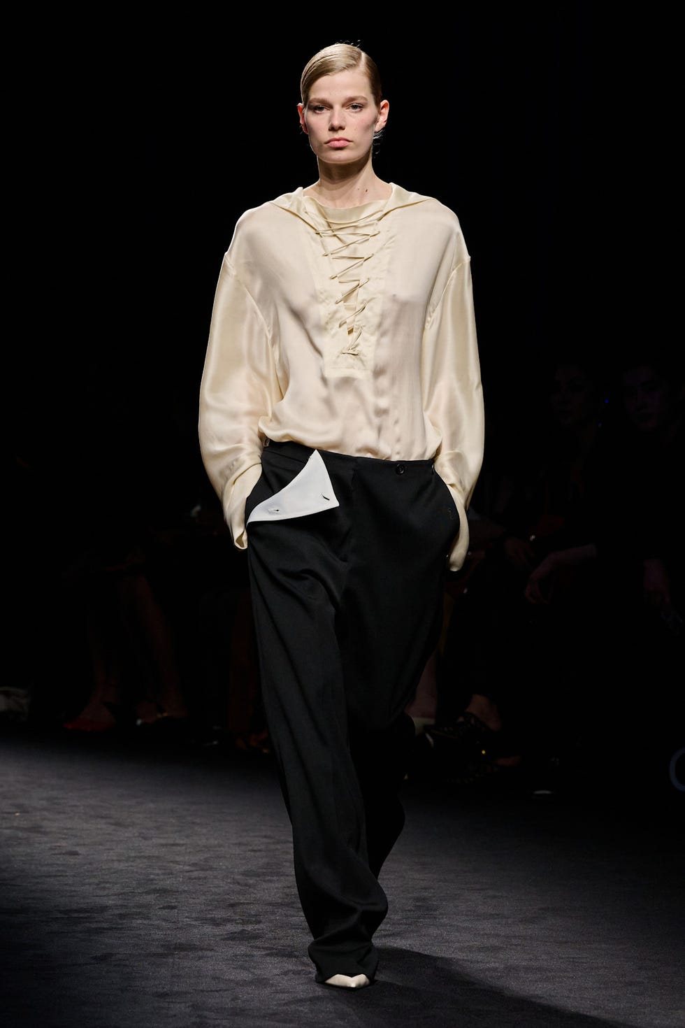 runway model showcasing an outfit