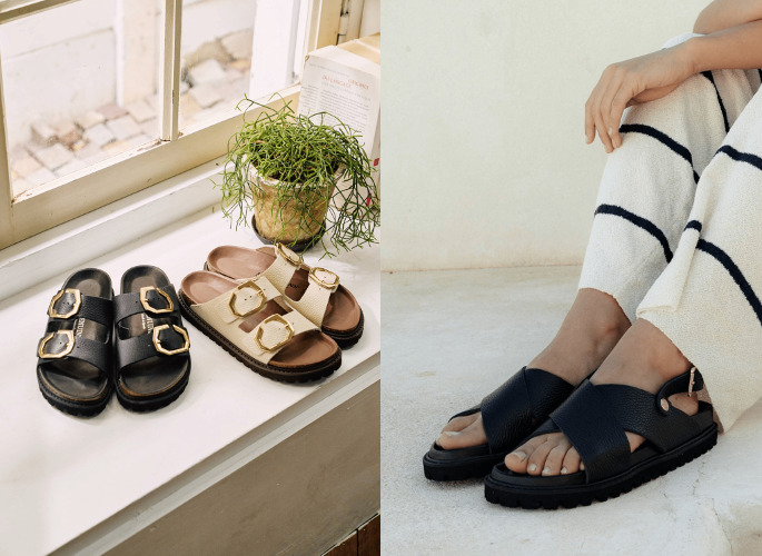 シュリンクレザーサンダル着用画像