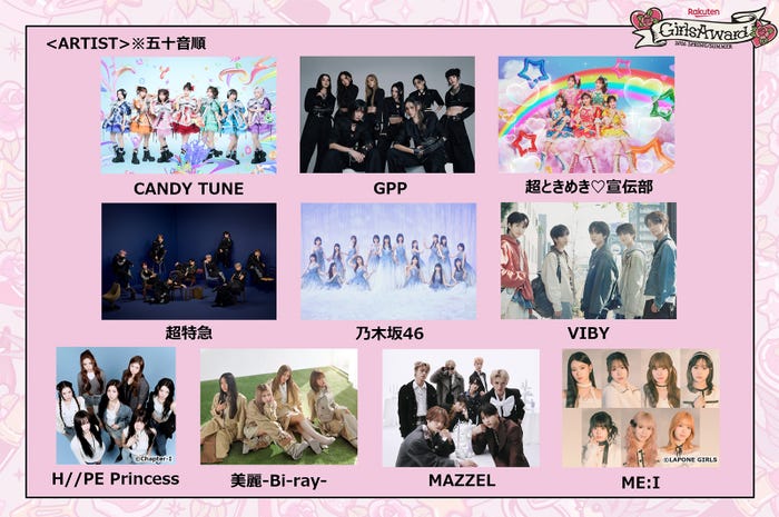 「RakutenGirlsAward 2026 SPRING／SUMMER」出演アーティスト（提供写真）