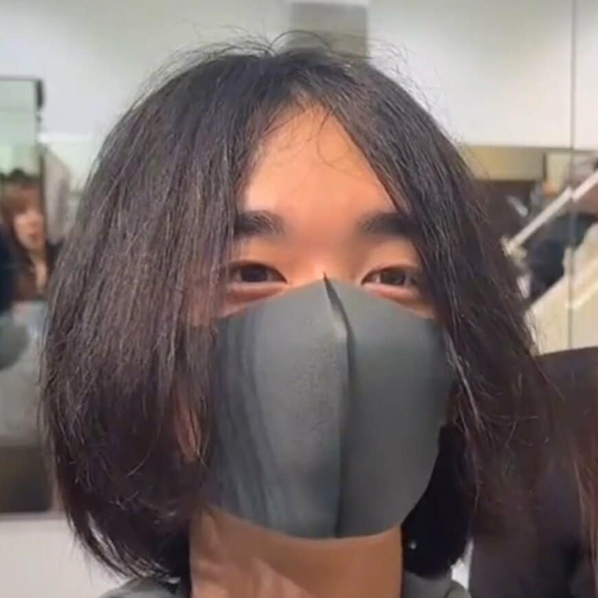 【大変身】顎下まで全体の髪が伸びた男性が大胆イメチェン!「涼しくなった」と仕上がりを絶賛