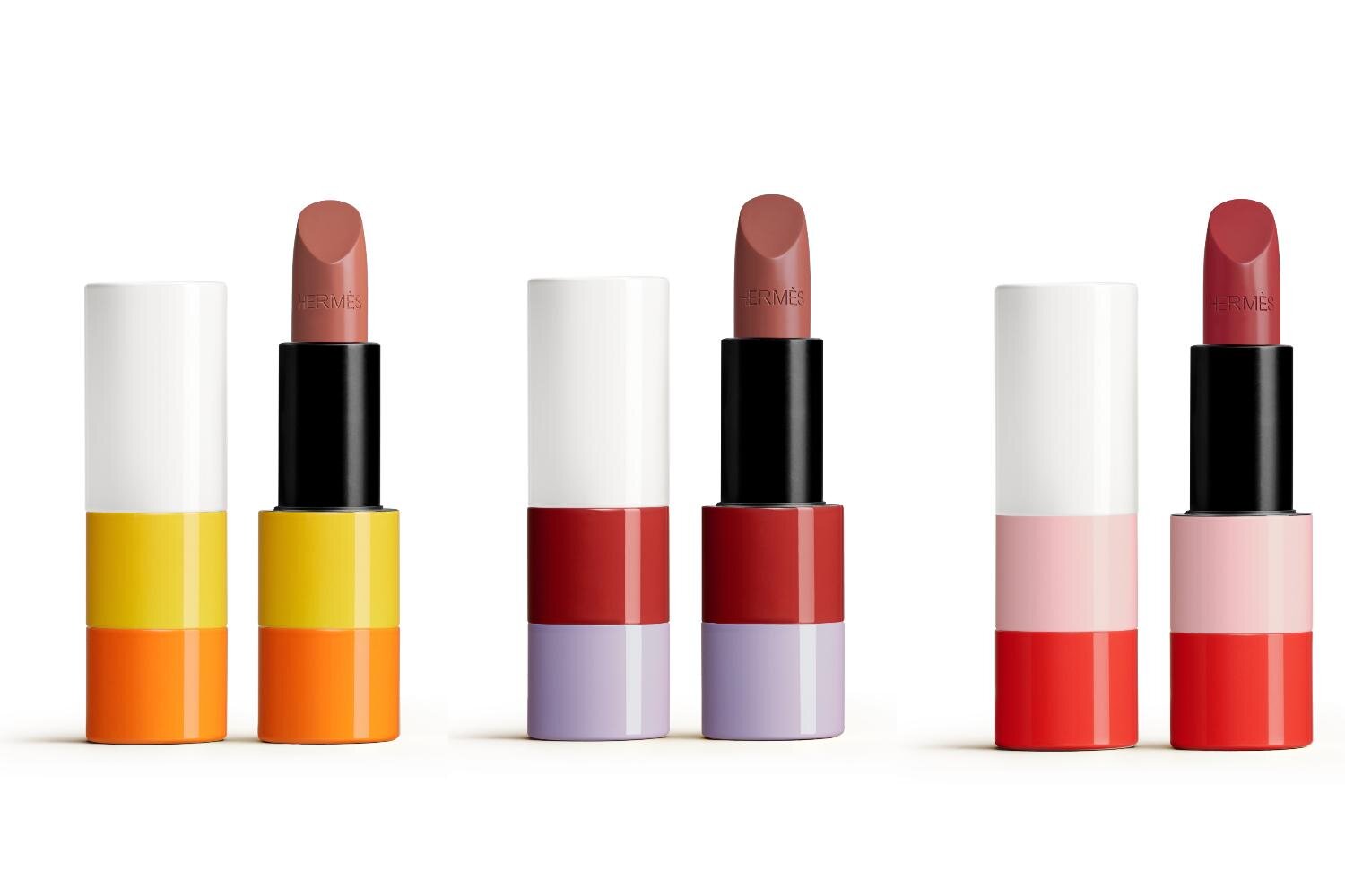 左から)「ルージュ エルメス ルージュ ア レーヴル サティネ」3.5g 14,28,60 10,395円<新色>